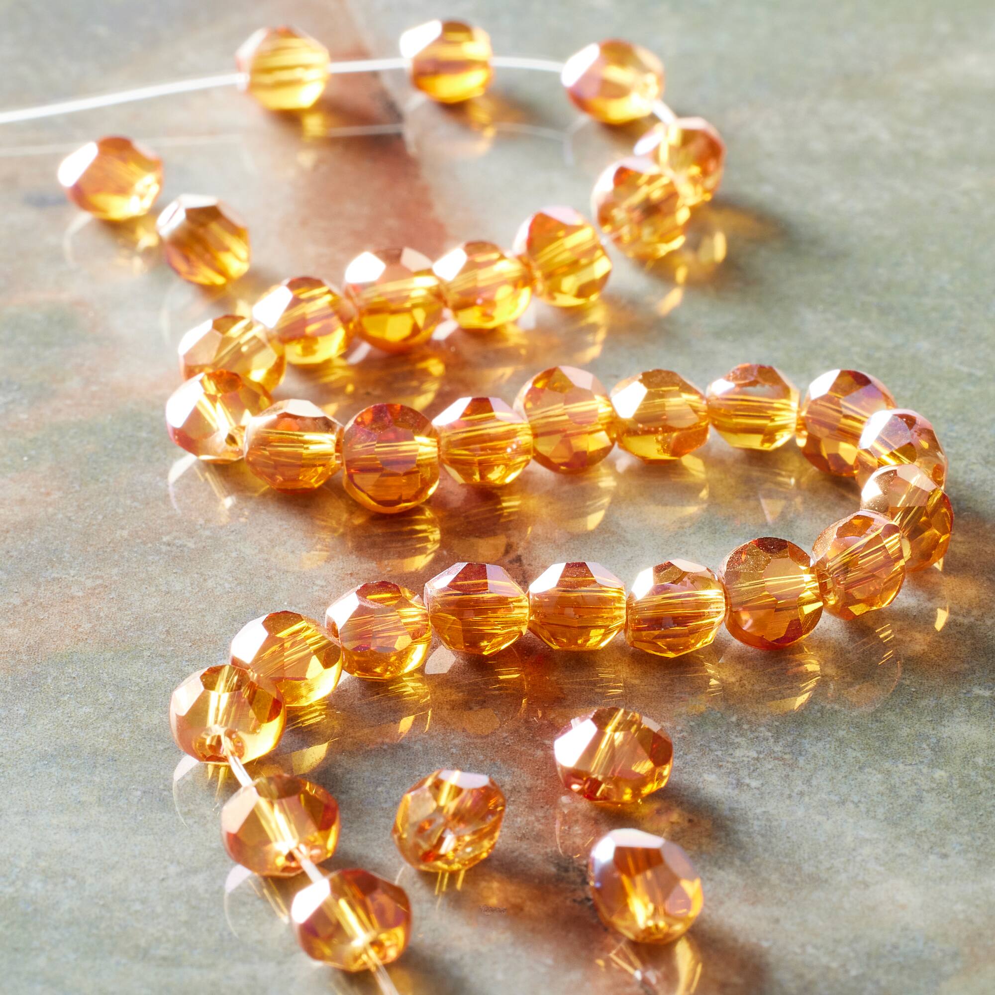 Orange Lentil Glass Beads, 6mm by Bead Landing™